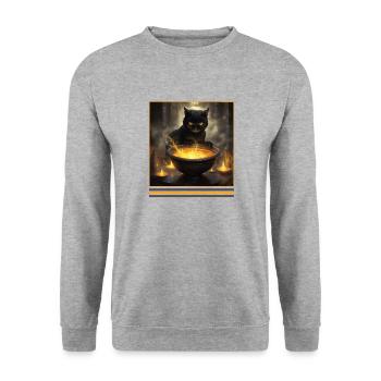 Chat noir & chaudron magique Vintage gothique - Sweat-shirt Unisexe - gris chiné - Devant - Alina (178cm) & Michal (187cm)