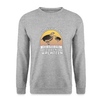 MUSS NUR ZU DEN WACHTELN - Unisex Pullover - Weißgrau meliert - Vorne - Alina (178cm) & Michal (187cm)