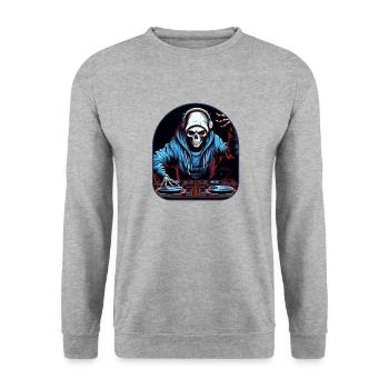 DJ Skeleton Spin and Rock - Unisex Sweatshirt - salt & pepper - Front - Alina (178cm) & Michal (187cm)