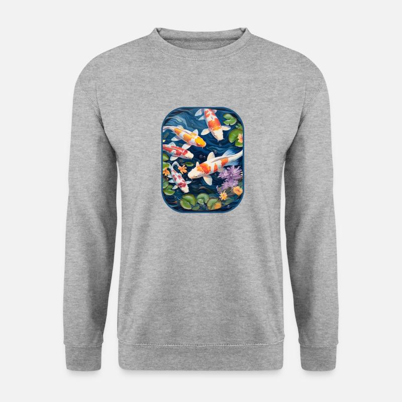 Koi-Teich-Abenteuer mit Hamster-T-Shirt - Unisex Pullover - Weißgrau meliert