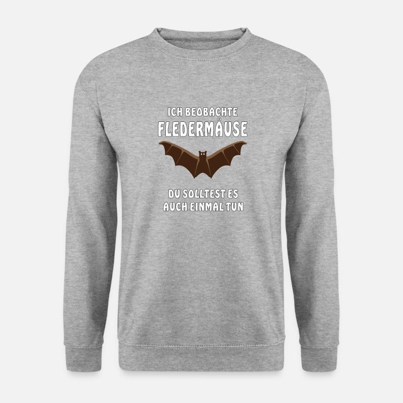 ICH BEOBACHTE FLEDERMÄUSE - Unisex Pullover - Weißgrau meliert