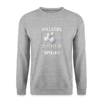 WILLST DU BOULE SPIELEN - Unisex Pullover - Weißgrau meliert - Vorne - Alina (178cm) & Michal (187cm)