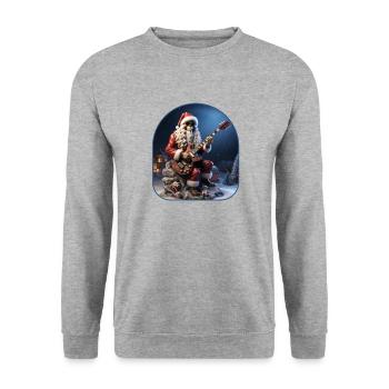 Weihnachtsmann Rocker Skelett Weihnachten gespenstische Feiertage - Unisex Pullover - Weißgrau meliert - Vorne - Alina (178cm) & Michal (187cm)