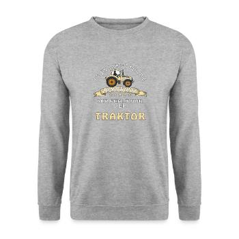 TRAKTOR LANDWIRT - Unisex Pullover - Weißgrau meliert - Vorne - Alina (178cm) & Michal (187cm)