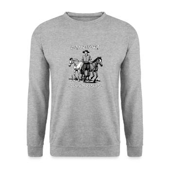 L’AGRICULTEUR A TOUJOURS ÉTÉ EXCITÉ - Sweat-shirt Unisexe - gris chiné - Devant - Alina (178cm) & Michal (187cm)