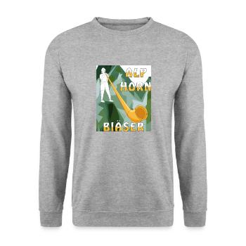 ALPHORN BLÄSER - Unisex Pullover - Weißgrau meliert - Vorne - Alina (178cm) & Michal (187cm)