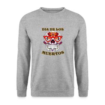 DIA DE LOS MUERTOS - Unisex Pullover - Weißgrau meliert - Vorne - Alina (178cm) & Michal (187cm)