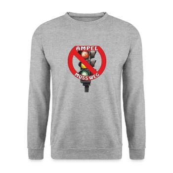 AMPEL MUSS WEG 2 - Unisex Pullover - Weißgrau meliert - Vorne - Alina (178cm) & Michal (187cm)