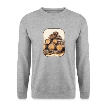 T-shirt Sake Barrel Hedgehogs Tipsy Adventures - Sweat-shirt Unisexe - gris chiné - Devant - Alina (178cm) & Michal (187cm)