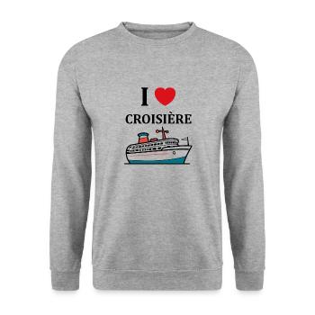 I love Croisière - Sweat-shirt Unisexe - gris chiné - Devant - Alina (178cm) & Michal (187cm)