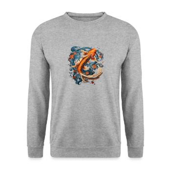 Équilibre de l’harmonie de la carpe koï et du corbeau - Sweat-shirt Unisexe - gris chiné - Devant - Alina (178cm) & Michal (187cm)