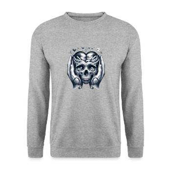 Embrace of Life Skull Tee NICU Mom Strength and - Unisex Sweatshirt - salt & pepper - Front - Alina (178cm) & Michal (187cm)