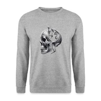 Graceful Heights Totenkopf Hemd Aerial Silks Tanz - Unisex Pullover - Weißgrau meliert - Vorne - Alina (178cm) & Michal (187cm)