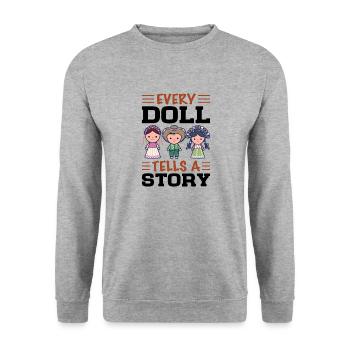 Collectible Doll Porcelain Doll Antique - Unisex Sweatshirt - salt & pepper - Front - Alina (178cm) & Michal (187cm)