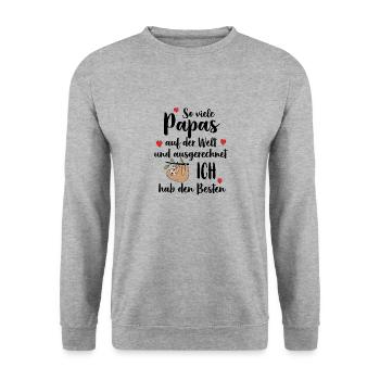 Tant de papas que j’ai le meilleur, le meilleur, le meilleur papa - Sweat-shirt Unisexe - gris chiné - Devant - Alina (178cm) & Michal (187cm)