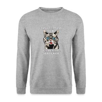 CAT THE WEATHER AND I VERY DISGUSTING - Unisex Sweatshirt - salt & pepper - Front - Alina (178cm) & Michal (187cm)