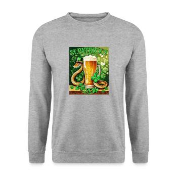 JOUR DE LA SAINT-PATRICK SERPENT BIÈRE TRÈFLE - Sweat-shirt Unisexe - gris chiné - Devant - Alina (178cm) & Michal (187cm)