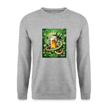 JOUR DE LA SAINT-PATRICK SERPENT BIÈRE TRÈFLE - Sweat-shirt Unisexe - gris chiné - Devant - Alina (178cm) & Michal (187cm)