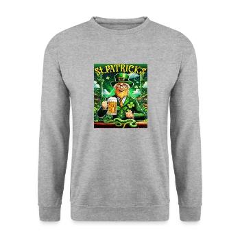 JOUR DE LA SAINT-PATRICK SERPENT BIÈRE TRÈFLE - Sweat-shirt Unisexe - gris chiné - Devant - Alina (178cm) & Michal (187cm)
