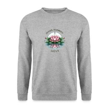 Inner Harmony Lotus - Heiteres Wasser- und Blumendesign - Unisex Pullover - Weißgrau meliert - Vorne - Alina (178cm) & Michal (187cm)