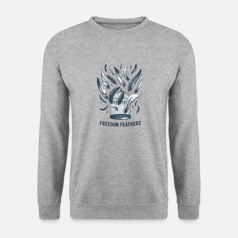 Freedom Feathers: Auf dem Weg zur Befreiung - Unisex Pullover - Weißgrau meliert