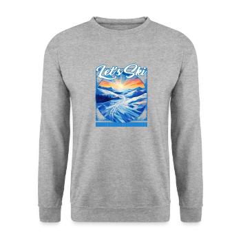 Let's Ski Abstract Alpine Art Gradient Glades - Unisex Pullover - Weißgrau meliert - Vorne - Alina (178cm) & Michal (187cm)