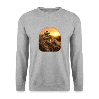 Frog Haystack Sunset Watching Countryside - Unisex Sweatshirt - salt & pepper - Front - Alina (178cm) & Michal (187cm)