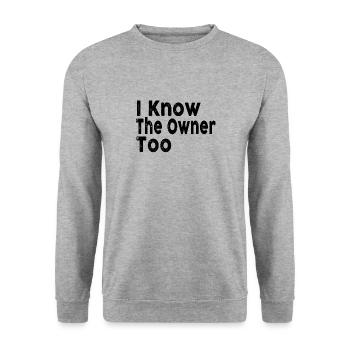 Vintage Know The Owner Too Club Bar Bartender - Unisex Sweatshirt - salt & pepper - Front - Alina (178cm) & Michal (187cm)