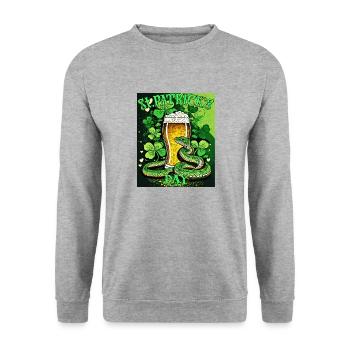 JOUR DE LA SAINT-PATRICK SERPENT BIÈRE TRÈFLE - Sweat-shirt Unisexe - gris chiné - Devant - Alina (178cm) & Michal (187cm)