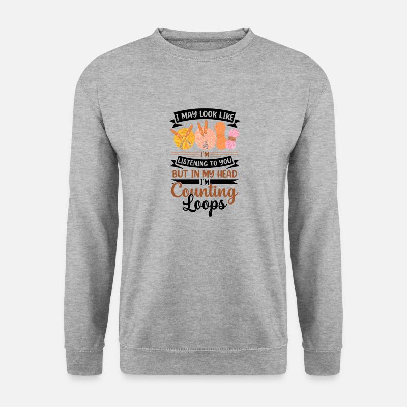 Lustiges Häkeln Design - Unisex Pullover - Weißgrau meliert