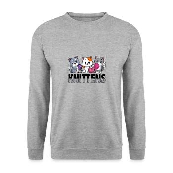 Lustiges Häkeln Design - Unisex Pullover - Weißgrau meliert - Vorne - Alina (178cm) & Michal (187cm)