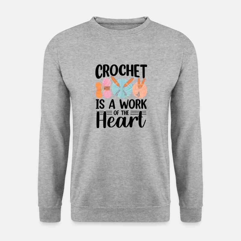 Lustiges Häkeln Design - Unisex Pullover - Weißgrau meliert