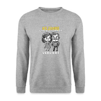COUPLE 45 YEARS OLD AND STILL IN LOVE - Unisex Sweatshirt - salt & pepper - Front - Alina (178cm) & Michal (187cm)