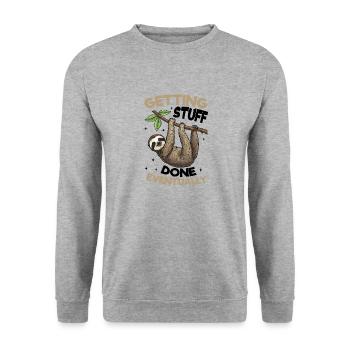 Drôle de paresseux paresseux Faire avancer les choses, finalement - Sweat-shirt Unisexe - gris chiné - Devant - Alina (178cm) & Michal (187cm)
