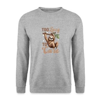 Funny Lazy Sloth Too lazy to care - Unisex Pullover - Weißgrau meliert - Vorne - Alina (178cm) & Michal (187cm)