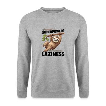Lazy Sloth My superpower? Extraordinary laziness. - Unisex Sweatshirt - salt & pepper - Front - Alina (178cm) & Michal (187cm)