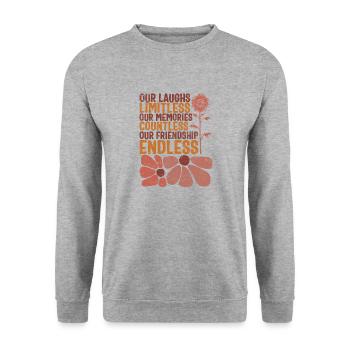 Friendship Shirt, Our Laughs Limitless Our - Unisex Sweatshirt - salt & pepper - Front - Alina (178cm) & Michal (187cm)