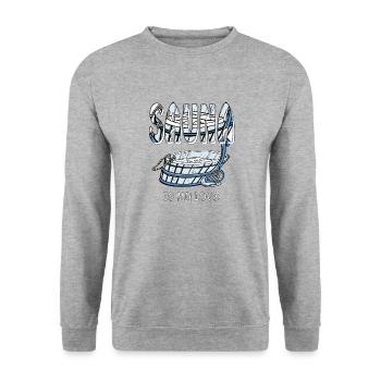 SAUNA IS MY LOVE - Unisex Sweatshirt - salt & pepper - Front - Alina (178cm) & Michal (187cm)