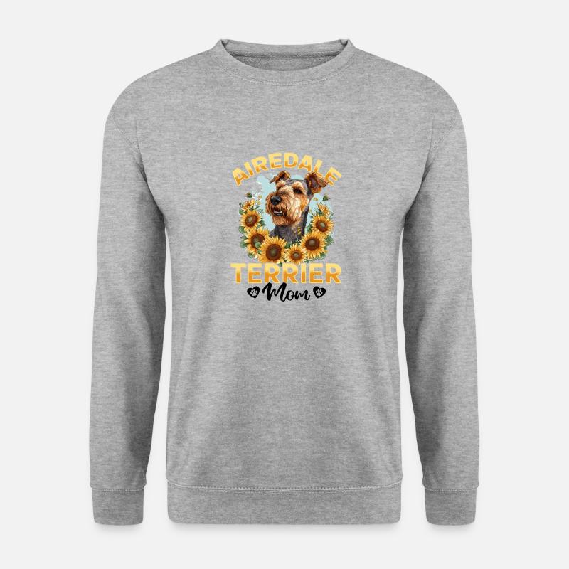 Airedale Terrier Dog Breed Airedale Terrier Mom - Unisex Pullover - Weißgrau meliert