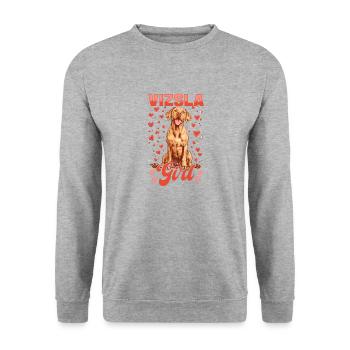 Hungarian Magyar Vizsla Dog Breed Vizsla Girl - Unisex Sweatshirt - salt & pepper - Front - Alina (178cm) & Michal (187cm)