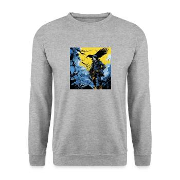 Manga crow adventures excitement - Unisex Sweatshirt - salt & pepper - Front - Alina (178cm) & Michal (187cm)