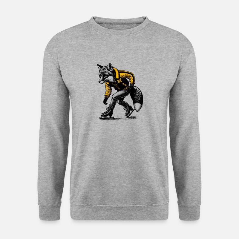 Schlittschuh laufener Fuchs - Unisex Pullover - Weißgrau meliert