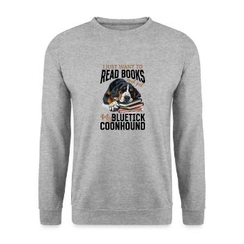 Bluetick Coonhound chien je veux juste lire des livres - Sweat-shirt Unisexe - gris chiné - Devant - Alina (178cm) & Michal (187cm)