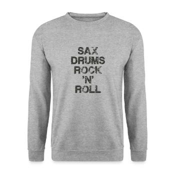 Saxophon Schlagzeug Rock 'n' Roll - Unisex Pullover - Weißgrau meliert - Vorne - Alina (178cm) & Michal (187cm)