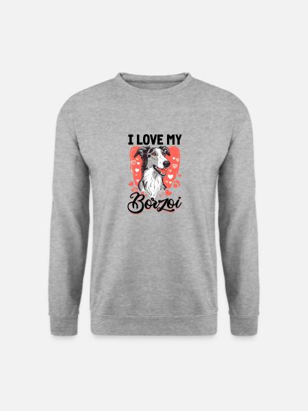Borzoi Dog Breed I Love my Borzoi - Unisextröja - vitgråmelerad