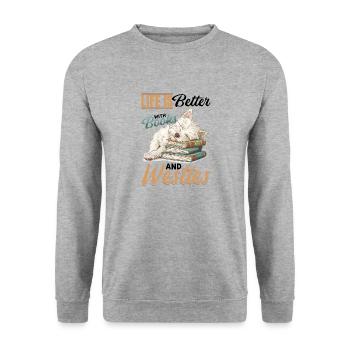 West Highland White Terrier Westie chien race livres - Sweat-shirt Unisexe - gris chiné - Devant - Alina (178cm) & Michal (187cm)