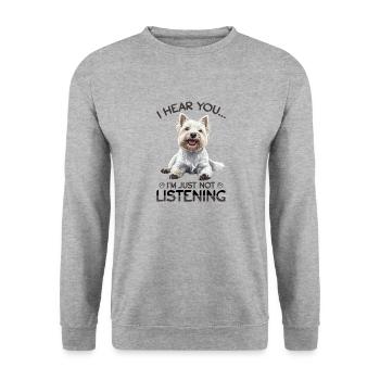 West Highland White Terrier Westie Race de chien - Sweat-shirt Unisexe - gris chiné - Devant - Alina (178cm) & Michal (187cm)