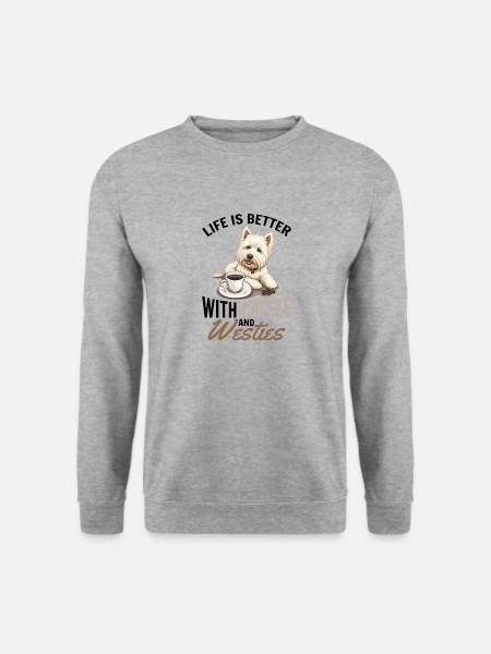 West Highland White Terrier Westie Dog Coffee - Unisex sweater - hvidgrå meleret