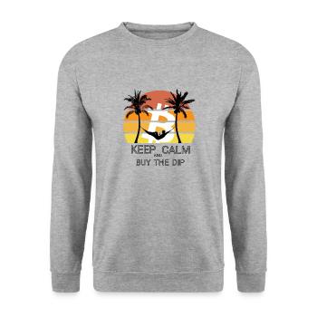 RUHE BEWAHREN BITCOIN KAUFEN - Unisex Pullover - Weißgrau meliert - Vorne - Alina (178cm) & Michal (187cm)