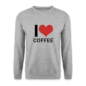 I Love Coffee - Unisex Pullover - Weißgrau meliert - Vorne - Alina (178cm) & Michal (187cm)
